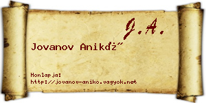 Jovanov Anikó névjegykártya
